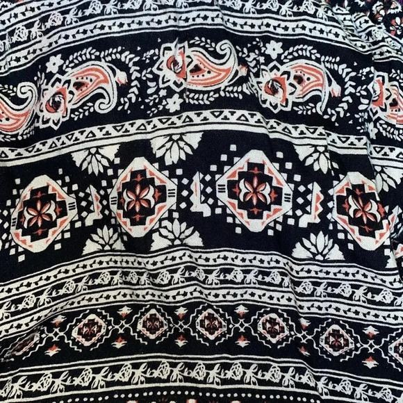 BOCABAY floral pull on crop pants elastic waistband drawstring 2 pockets size PL - Picture 3 of 9